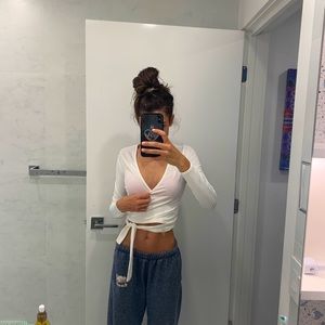 super cute white wrap top